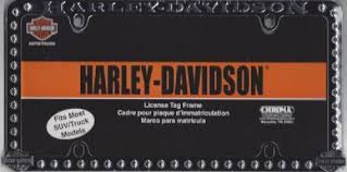 Harley Davidson Black Logo And Silver Chrome Stud License Plate Frame In Black With Silver Chrome Studs And Harley Shied Logo Harley Davidson Black Logo Harley