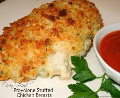 Place seasoned bread crumbs on flat dish. Oven Fried Provolone Stuffed Chicken Breasts Melissassouthernstylekitchen Com