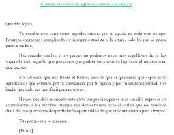 Carta De Agradecimiento Hijo Ejemplos De Carta