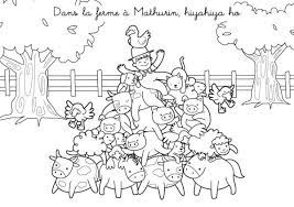 coloriage chanson dans la ferme a mathurin hiyahiya ho animaux de train traversant