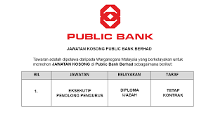 Maybe you would like to learn more about one of these? Public Bank Berhad Kekosongan Terkini Di Pelbagai Cawangan Jobcari Com Jawatan Kosong Terkini