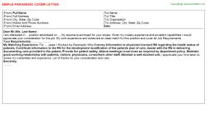 Paramedic Cover Letter