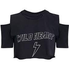 Wild Heart Black Ripped Crop T Shirt 40 Liked On Polyvore Featuring Tops T Shirts Destroyed Tee Ripped Tee Cr Destroyed T Shirt Ripped Tee T Shirt Png