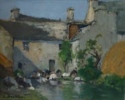 Gaston Bouillon 1881 1957 Les Lavandieres Pont Croix Huile Sur Panneau 22x27cm Peintures Impressionnistes Peinture Bretagne