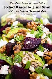 Beetroot Avocado Quinoa Salad With Feta Spiced Walnuts Recipe Beetroot Salad Beetroot And Feta Salad Spiced Walnuts
