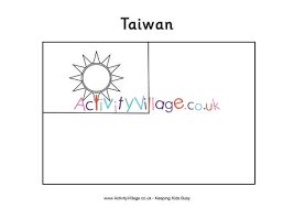 Taiwan flag printable template, taiwan flag outline. Taiwan Flag Colouring Page