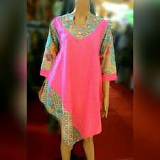 Bahan batik cap detail asimetris Tunik Asimetris Tunik Dress Model Asimetris Yg Trendy Dan Lembut Melambai Seiring Langkah Anda Terbuat Dari Kain Batik Kombi Batik Dress 50s Dresses Fashion