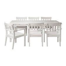 Ikea folding tables are a practical solution to everything from a handy craft table to a dining area for family or friends. Angso Table 6 Armchairs Outdoor White Stained Ikea Outdoor Dining Furniture Ikea Outdoor Ikea