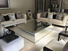 Billy dull gold mirrored square 40 in. Mirrored Coffee Tables Klarity Glass Furniture
