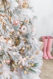 Set of 6 ornaments in the gift box. Blush And Gold Feminine Christmas Tree Strawberry Chic