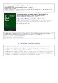 Pest control personnel cannot treat every pest issue the same way, as every pest has a different biological makeup, food source and habitat. Pdf Analysis Of Some Pesticide Residues In Tomatoes In Ghana
