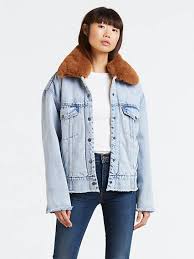 Oversized Sherpa Trucker Jacket Denim Jacket Women Denim Women Denim Jacket With Fur