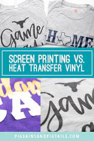 What S The Difference Between Screen Printing Shirts And Heat Transfer Vinyl Htv Here S A Comp Diy Screen Printing Diy Shirt Printing Screen Printing Shirts