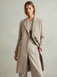 Reiss Petite Wool-Blend Coat in Stone | REISS