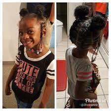 Simple Hair Styles For Little Black Girls Braids Beads And Rubber Bands In Curly Hair Hair Styles Black Little Girl Hairstyles Little Girl Hairstyles