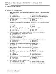 Berikut soal dan kunci jawaban penilaian akhir semester (pas) penjas orkes smp kelas 9 kurikulum 2013 tahun pelajaran 2019/2020 : Free Download Soal Pas Pjok Kelas 4 Semester 1 K13