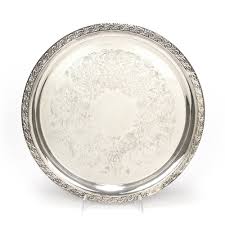 5 silverplate fruit knives mixed patterns shell floral plain 1847 & wm rogers. Eagle Wm Rogers Star Silverplate Round Tray