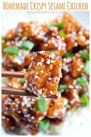 Homemade Crispy Sesame Chicken Recipe Chicken Recipes Asian Recipes Easy Chinese Recipes
