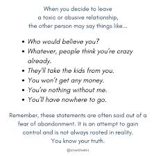 Get access to the largest online library of legal forms for any state. Whitney Sitwithwhit If You Ve Tried To Leave A Toxic Or Abusive Relationship You Ve Probably Heard Some Of These Statements They Can Be Completely Destabilizing Because They Threaten Your Access To