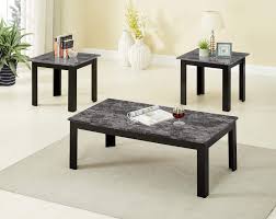 This living room coffee and end table set can be used in multiple rooms of your home. 3 Piece Black Faux Marble Coffee And End Table Set