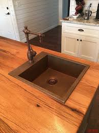 Sinkology santi drop in 33 inch double copper kitchen sink package 241825. Drop In Copper Bar Sink In Wood Counter Top Copper Bar Sink Drop In Kitchen Sink Bar Sink