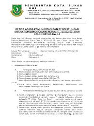 Pemilihan ketua rw dilangsung secara langsung, umum, bebas dan rahasia. Berita Acara Pemungutan Suara Rt Rw