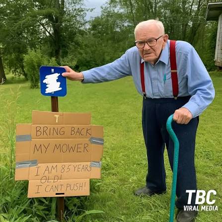 After an elderly man's lawn mower was stolen, he came up with a plan to get  it back. Just one week after creating and posting a brilliant sign, he got  an unexpected