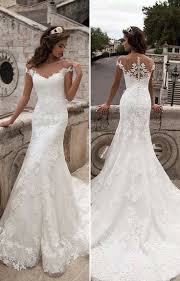 Mermaid Wedding Dress With Beautiful Lace And See Through Back With Button Design Weddin Long Sleeve Wedding Dress Lace Wedding Dress Sleeves Lace Bridal Gown