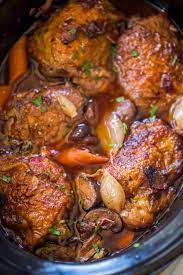 This is perfect for a dinner party menu idea or simply for a family dinner. Slow Cooker Coq Au Vin Dinner Then Dessert