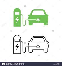 Elektroauto Und Elektrische Ladestation Symbol Hybrid Fahrzeug Symbol Umweltfreundliche Auto Oder Elektrofahrzeug Konzept Vector Illustration Stock Vektorgrafik Alamy