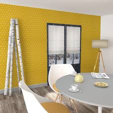 Papier Peint Intisse Hedvig Coloris Jaune Moutarde Papier Peint Decoration Maison Papier Peint Intisse