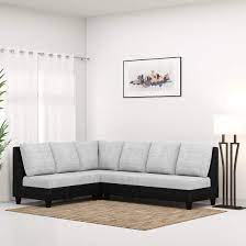 The demeanour of style and eminence with a novel outline is only a solid piece without any cushions with high arms and deep seating. Furny 6 Seater Algeria Fabric L Shaped Sofa Set For Living Room Light Grey Black Amazon In Furniture