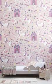 Creer Un Decor De Chambre D Enfants Inspire Par Le Mystere Magique De Licornes Avec Fonds D Ecran Dormitorio De Unicornio Unicornios Wallpaper Vinilo Infantil