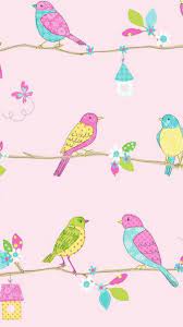 Pretty Birds Hoopla Wallpaper Pink Pretty Birds Butterfly Wallpaper Bird Wallpaper