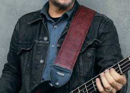 Paisley Guitar Strap, Oxblood Vegan Leather, Extra Wide Bass Strap ...