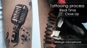 Our experienced tattooists specialise in all styles, from minimalist tattoos to dotwork and geometric designs. Process Tattooing Real Time Close Up Vintage Microphone Realism Black And White Youtube