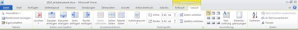 Falls bei ihnen die rasterlinien nicht angezeigt werden, wechseln sie in das register layout der tabellentools (oben gelb markiert) und aktivieren sie die rasterlinien anzeigen. Symbolleiste Und Ribbons Diplom Reader Holger Matthes