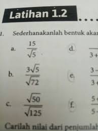 Berikan 5 contoh soal tentang merasionalkan penyebut akar. Sederhanakan Bentuk Akar Berikut Dengan Merasionalkan Penyebut Penyebutnya Brainly Co Id