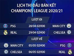 Theo lịch thi đấu hôm nay 26/5, tâm điểm bóng đá thế giới sẽ là trận chung kết europa league. Lá»‹ch Thi Ä'áº¥u Ban Káº¿t Champions League Psg Vs Man City Real Vs Chelsea Diá»…n Ra Ngay Nao