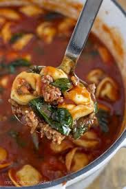 Tortellini Soup With Italian Sausage Spinach Yellowblissroad Com Recipe Italian Sausage Soup Fall Soups Tortellini Soup