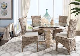 Cindy Crawford Home Key West Light 5 Pc Pedestal Dining Room Round Dining Room Round Dining Room Sets Rattan Dining Chairs