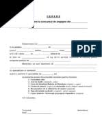 Lista actelor depuse la dosarul de concurs. Angajari Model Cerere Inscriere Concurs
