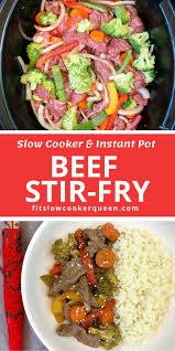 Slow Cooker Instant Pot Beef Stir Fry Low Carb Paleo Whole30 Fit Slow Cooker Queen In 2020 Beef Stir Fry Recipes Potted Beef Beef Recipes
