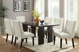 Poundex F2367 1503 7 Pc Turnbull Espresso Finish Wood Table Dining Table With Glass Insert And White Chairs Contemporary Dining Room Sets Contemporary Dining Room Tables Dining Room Sets