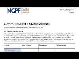 › ngpf savings answer key. How To Select A Bank Account Ngpf Home School Activity Youtube