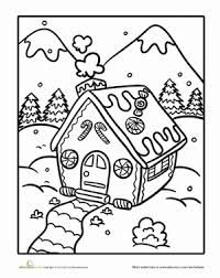 Color The Gingerbread House Worksheet Education Com Christmas Arts And Crafts Christmas Kindergarten Kids Coloring