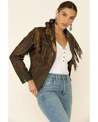 Cripple Creek Women S Acorn Fringe Front Studded Jacket Faux Suede Fringe Jacket Studded Jacket Fringe Leather Jacket