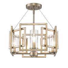 Golden Lighting Marco 4 Light White Gold Semi Flush Mount 6068 Sf Wg The Home Depot Flush Light Fixture Semi Flush Lighting Semi Flush Ceiling Lights