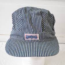 Vtg Big Smith Hat Hickory Stripe Railroad Train Engineer Conductor Cap Snapback Blue Pinstripe Made In Usa Blue Pinstripe Pinstripe Conductor Hat
