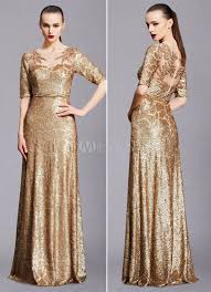 Customized according to customer country size or. Maxi Evening Dress Unique Gold Lace Illusion Half Sleeve A Line Sequin Floor Length Wedding Guest Dresses Including Sash Wedding Guest Dress Milanoo Com